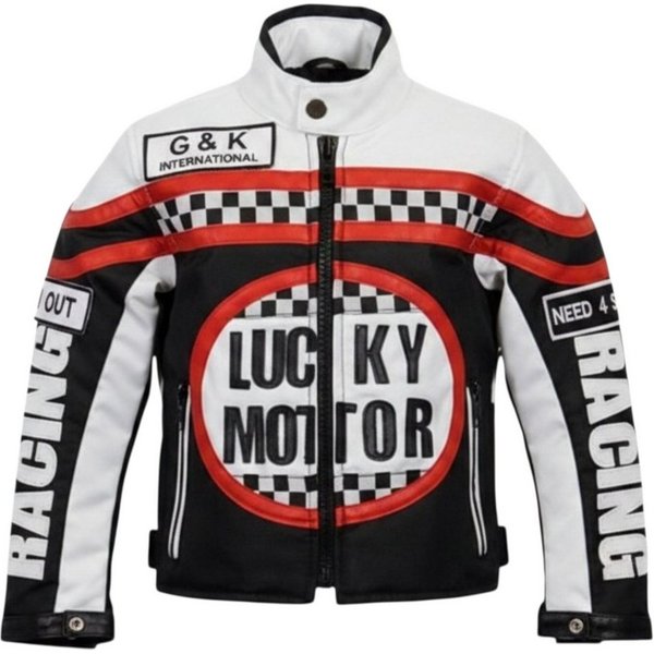 MDM Motorradjacke Kinder Motorradjacke Racing Stil mit Protektoren (Kinder Motorradjacke im Racing Stil mit Protektoren) Kinder Motorradjacke im Racing Stil, 50