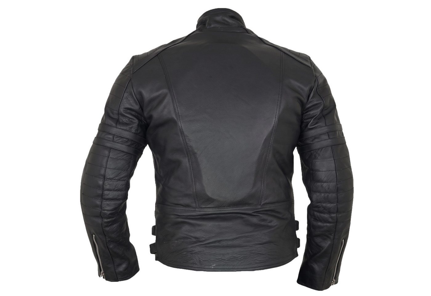 MDM Motorradjacke Retro Herren Motorrad Lederjacke in Schwarz mit Protektoren Retro Stil – Bild 4 von 5