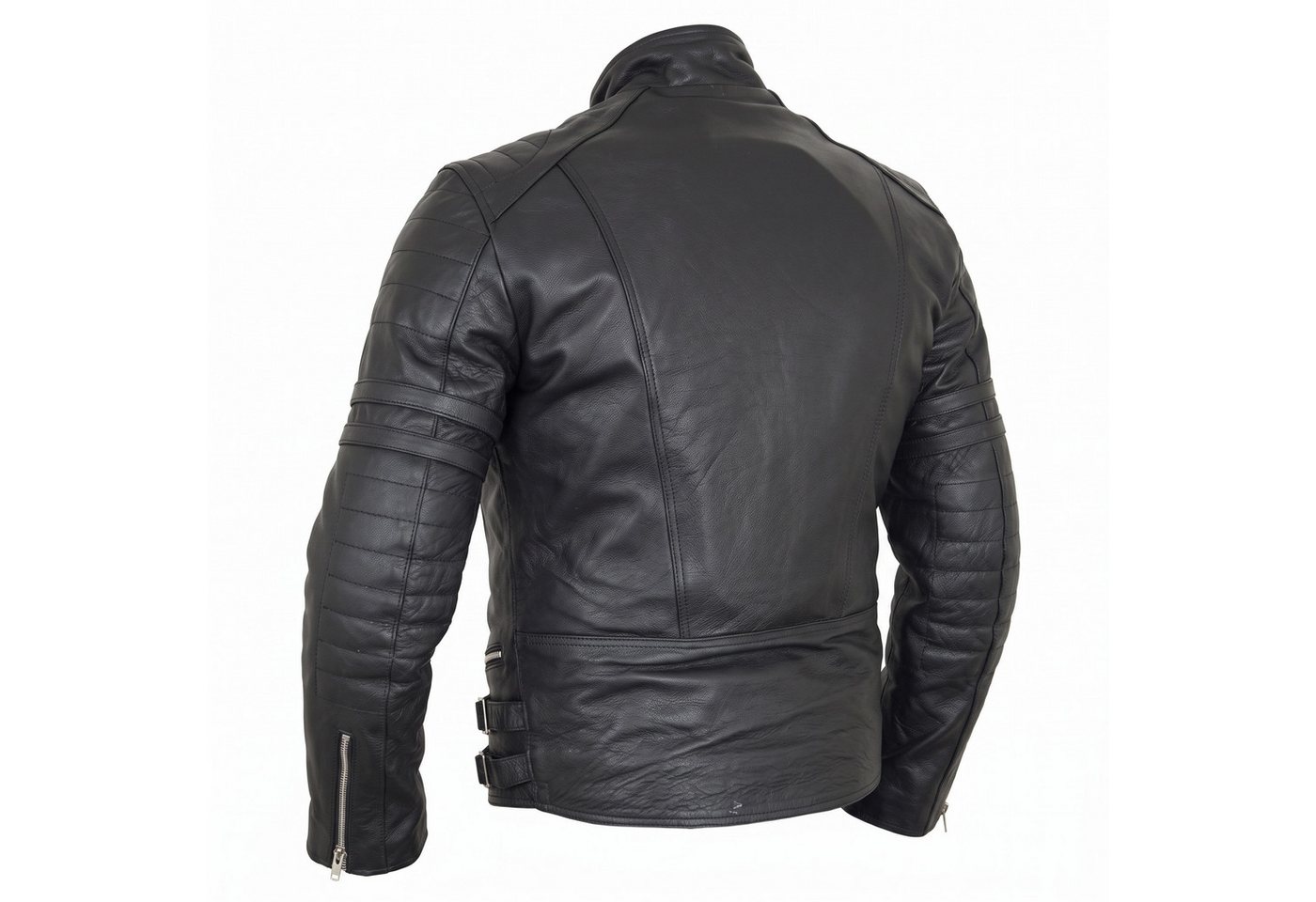 MDM Motorradjacke Retro Herren Motorrad Lederjacke in Schwarz mit Protektoren Retro Stil – Bild 5 von 5