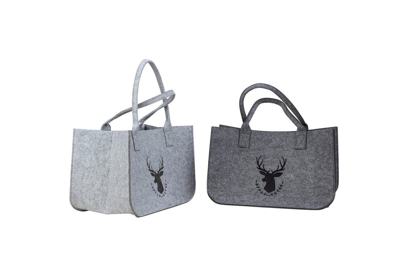 meberg Freizeittasche Filztasche Hirsch Hellgrau od. Dunkelgrau Damen groß (Shopper modern, 1-tlg., Aufbewahrungstasche Einkaufstasche), Tasche Filz Grau Hirsch – Bild 4 von 4