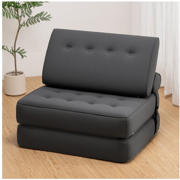 MECO Schlafsofa 3-in-1 umwandelbarer Klappsofa Bett Schlafsessel mit Kissen, 100×80cm Schlafcouch Bodensofa-Lounge für Schlafzimmer Wohnzimmer