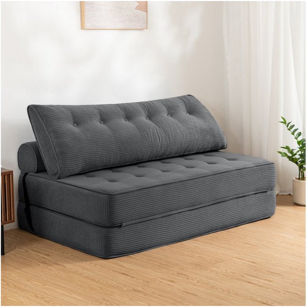 MECO Schlafsofa 3-in-1 umwandelbarer Klappsofa Bett Schlafsessel mit Kissen, 2 Sitzer Bodensofa Schlafcouch 150×80x36 cm