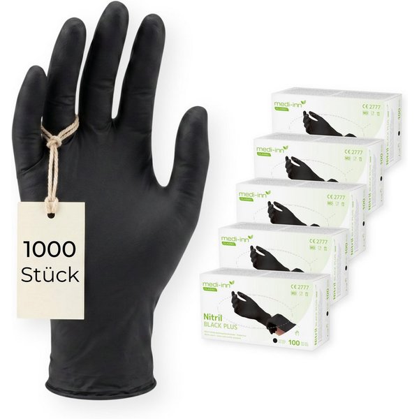 Medi-Inn Nitril-Handschuhe Nitril Black Plus, schwarz, puderfrei, latexfrei