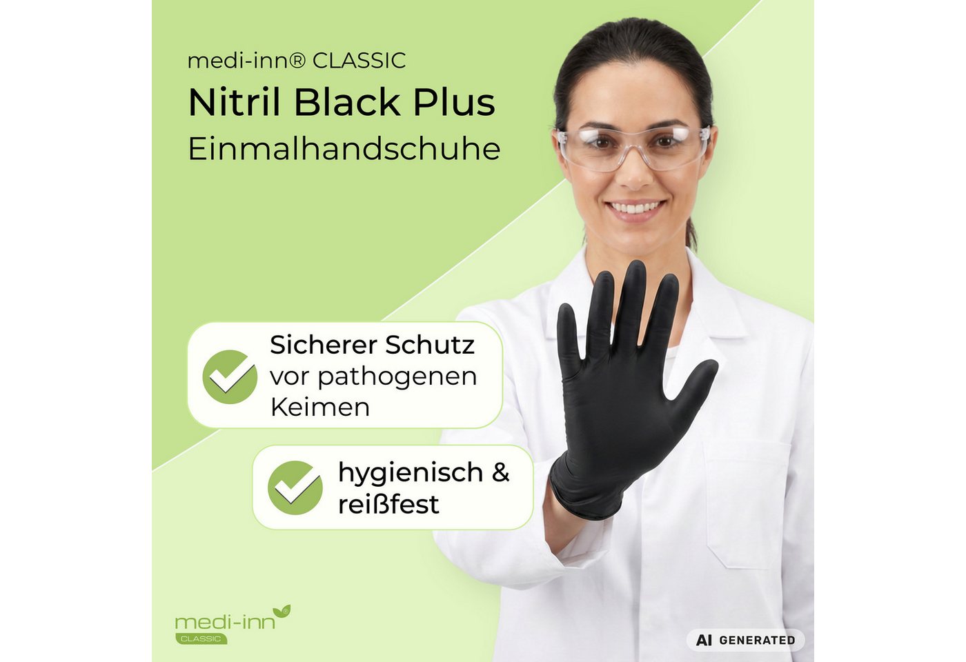Medi-Inn Nitril-Handschuhe Nitril Black Plus, schwarz, puderfrei, latexfrei – Bild 4 von 5