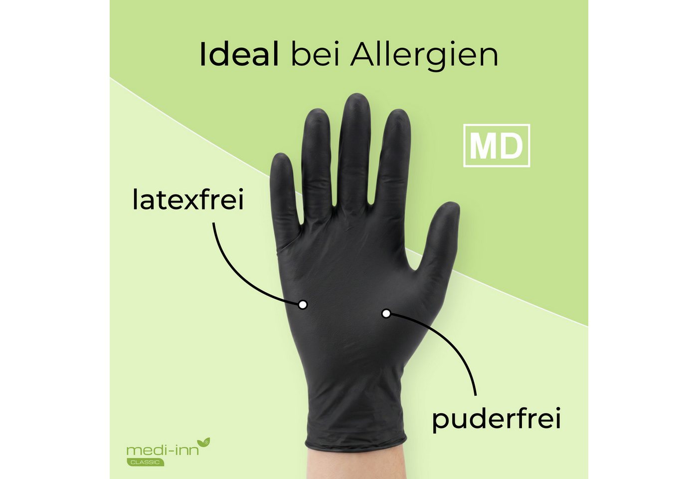 Medi-Inn Nitril-Handschuhe Nitril Black Plus, schwarz, puderfrei, latexfrei – Bild 5 von 5