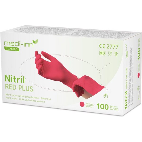 Medi-Inn Nitril-Handschuhe Nitril Red Plus Einmalhandschuhe puderfrei AQL: 1.5