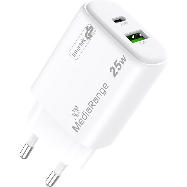 Mediarange Mediarange Ladegerät Power Adapter 25 Watt GaN 1x USB-A + 1x USB-C USB-Ladegerät