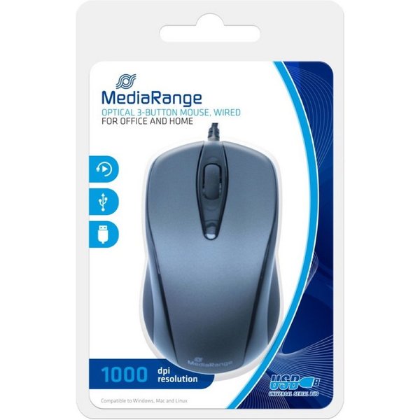 MediaRange Maus optisch 3 Tasten inkl. Scrollrad 1000dpi