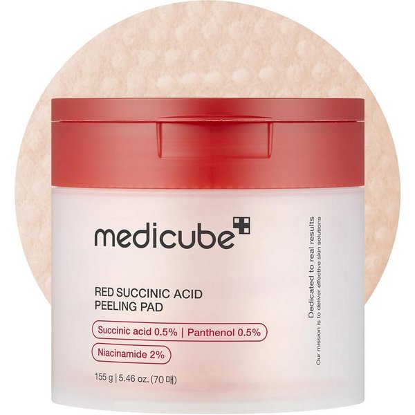Medicube Gesichtspeeling Peeling-Pads mit Bernsteinsäure & Panthenol – 70 Stück, Für unreine Haut geeignet Porenverfeinernd