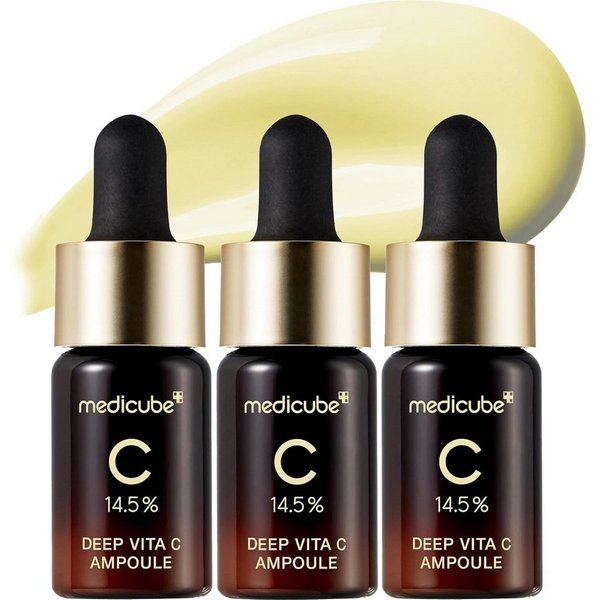 Medicube Gesichtsserum Deep Vita C Ampoule 2.0 – Aufhellendes Serum mit 14,5 % Vitamin C gegen dunkle Flecken & Hyperpigmentierung – Strahlender Teint, & glatte