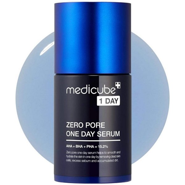 Medicube Gesichtsserum Zero Pore One Day Serum 30ml – Porenverfeinerndes Gesichtsserum mit 15,2 % AHA, BHA, PHA und 2 % Niacinamid – gegen, Mitesser, vergrößert
