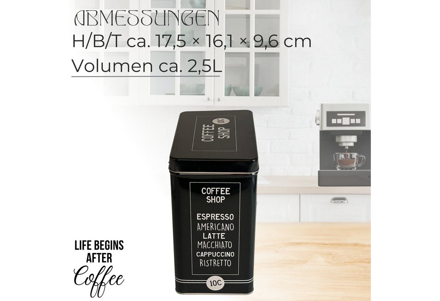 MediMuc Kaffeedose Vorratsdose schwarz oval oder eckig – Bild 5 von 5