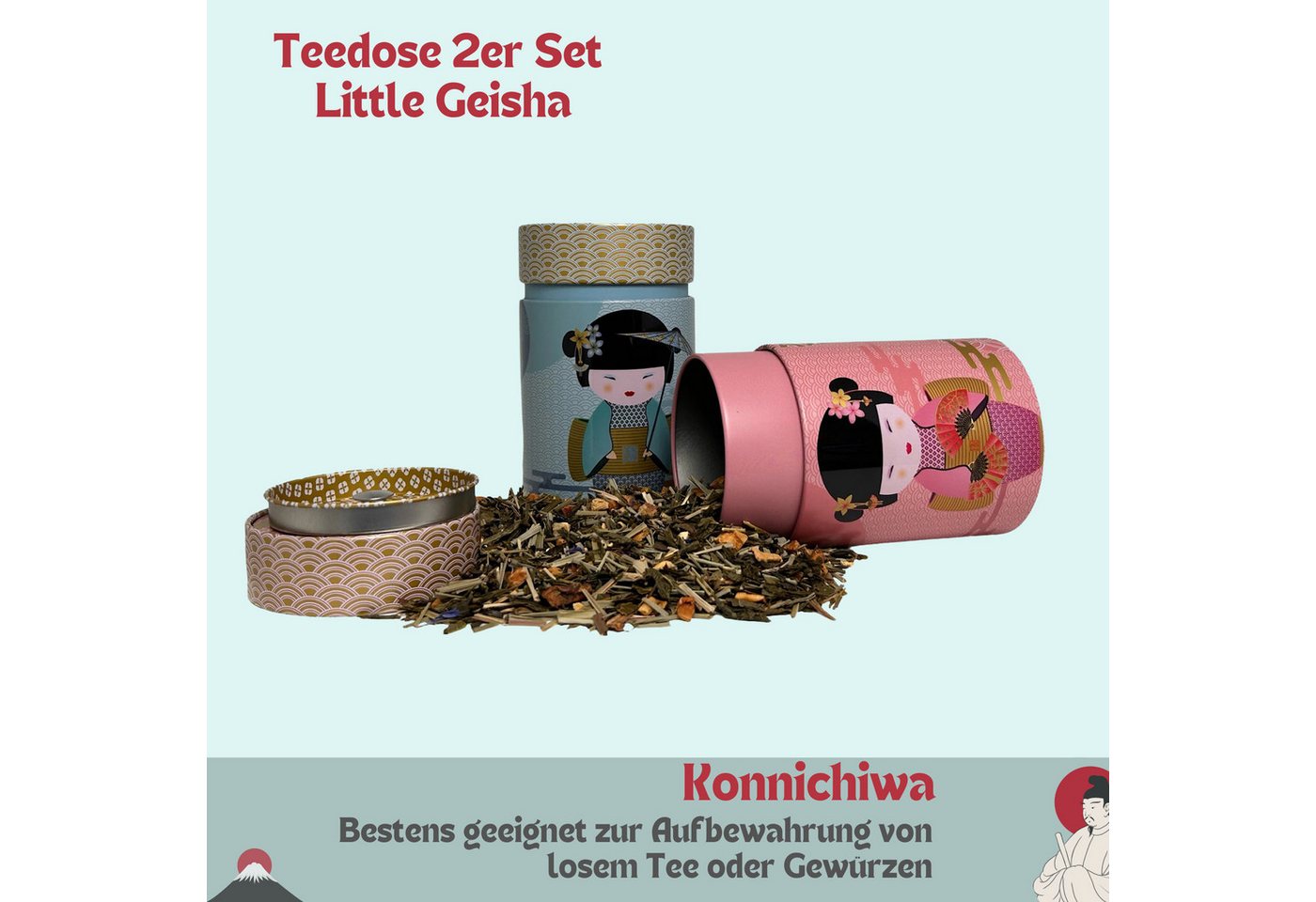 MediMuc Teedose 2er Set Little Geisha, (Dose, 2er Dosenset), Teedose, Gewürzdose, Dosen Set, Motivdose – Bild 2 von 5