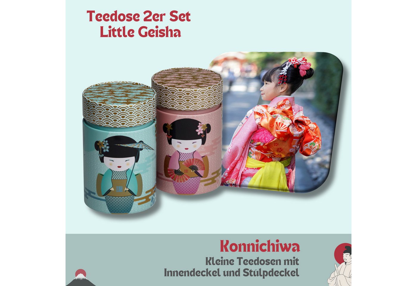MediMuc Teedose 2er Set Little Geisha, (Dose, 2er Dosenset), Teedose, Gewürzdose, Dosen Set, Motivdose – Bild 3 von 5