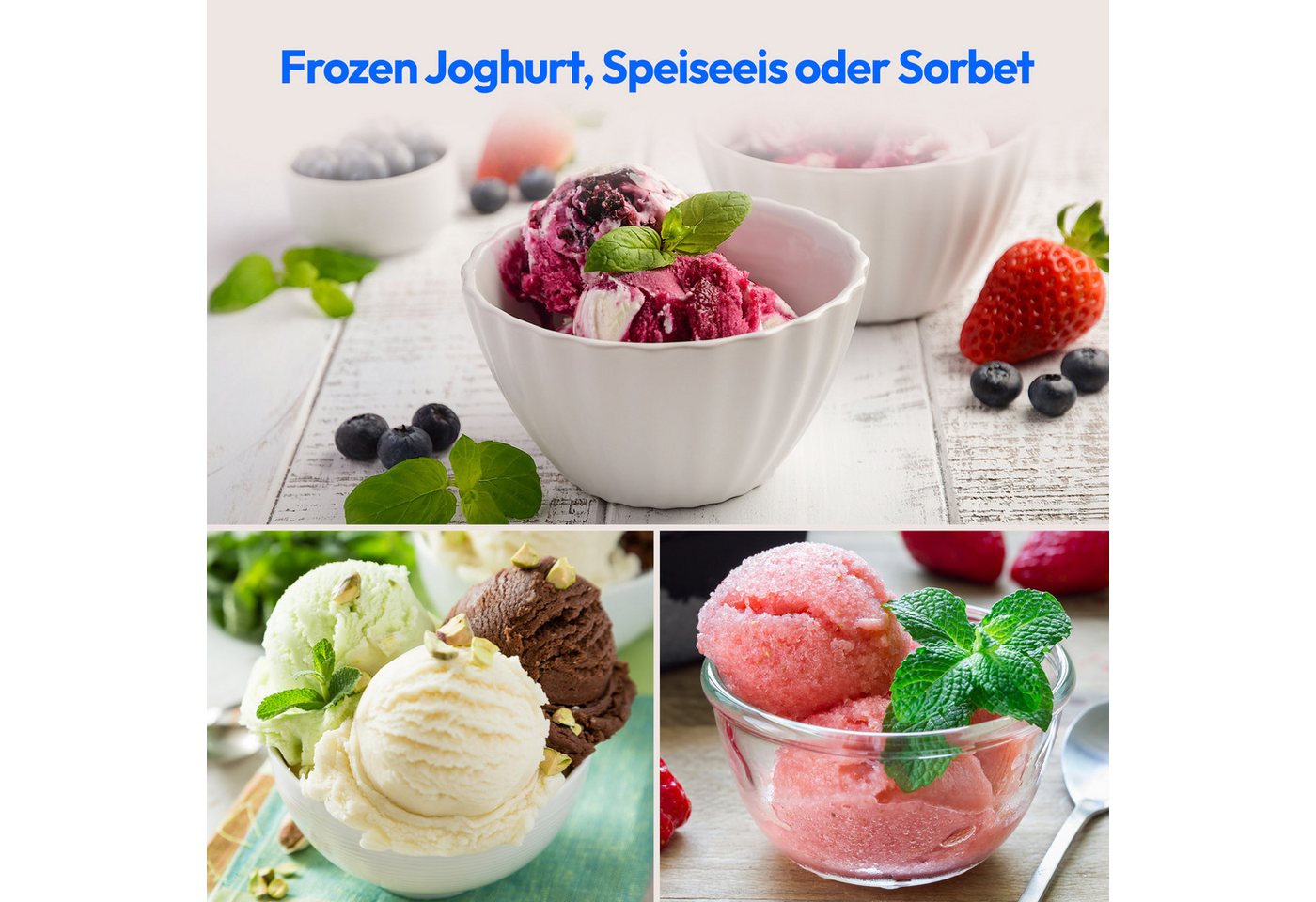 Medion® Eismaschine MD 18387, 1,5 L Kapazität (800 ml Füllmenge), integrierter Kompressor, 1,5 l, 150 W, geeignet für die Zubereitung von Eiscreme, Frozen Yoghu – Bild 4 von 5