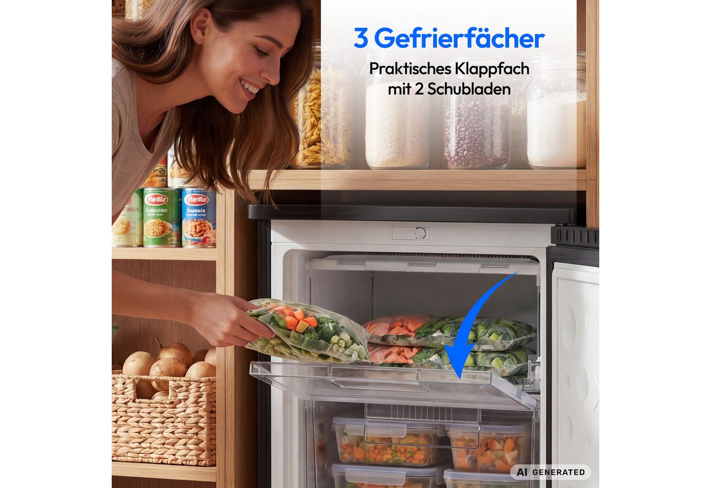 Medion® Gefrierschrank MD370018, 84.5 cm hoch, 54.9 cm breit, 85 L Nutzinhalt, 3 Türfächer, Energieklasse C – Bild 4 von 5