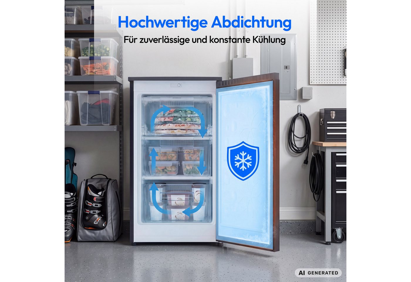 Medion® Gefrierschrank MD370018, 84.5 cm hoch, 54.9 cm breit, 85 L Nutzinhalt, 3 Türfächer, Energieklasse C – Bild 5 von 5