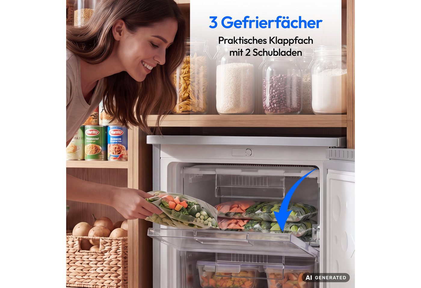 Medion® Gefrierschrank MD370018, 84.5 cm hoch, 54.9 cm breit, 85 L Nutzinhalt, 3 Türfächer, Energieklasse C – Bild 4 von 5