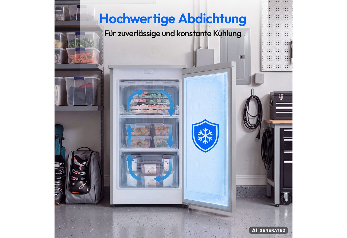 Medion® Gefrierschrank MD370018, 84.5 cm hoch, 54.9 cm breit, 85 L Nutzinhalt, 3 Türfächer, Energieklasse C – Bild 5 von 5