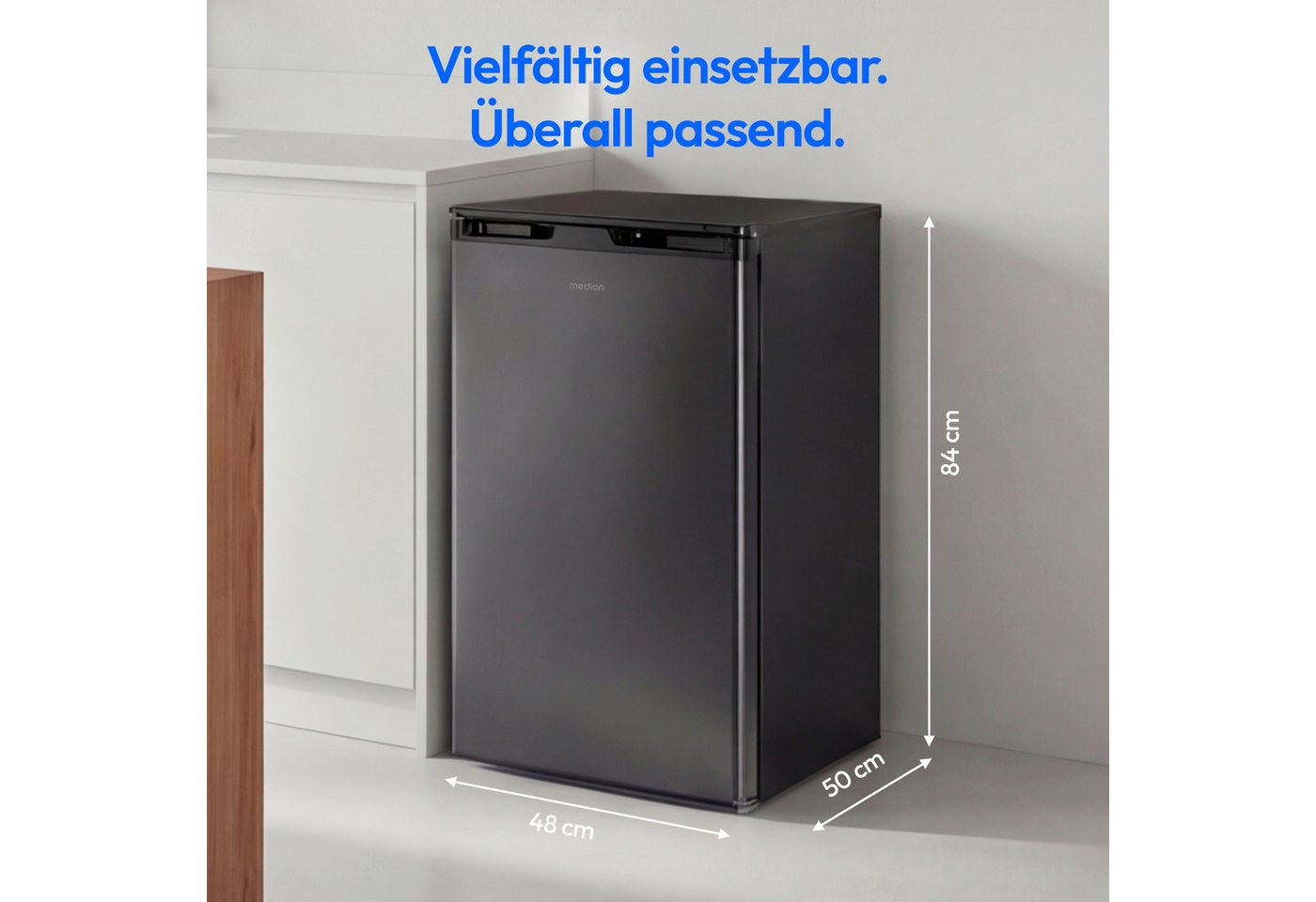 Medion® Gefrierschrank MD37688, 84 cm hoch, 48 cm breit, 64 Liter, 3 transparente Schubladen, Türanschlag wechselbar – Bild 2 von 5
