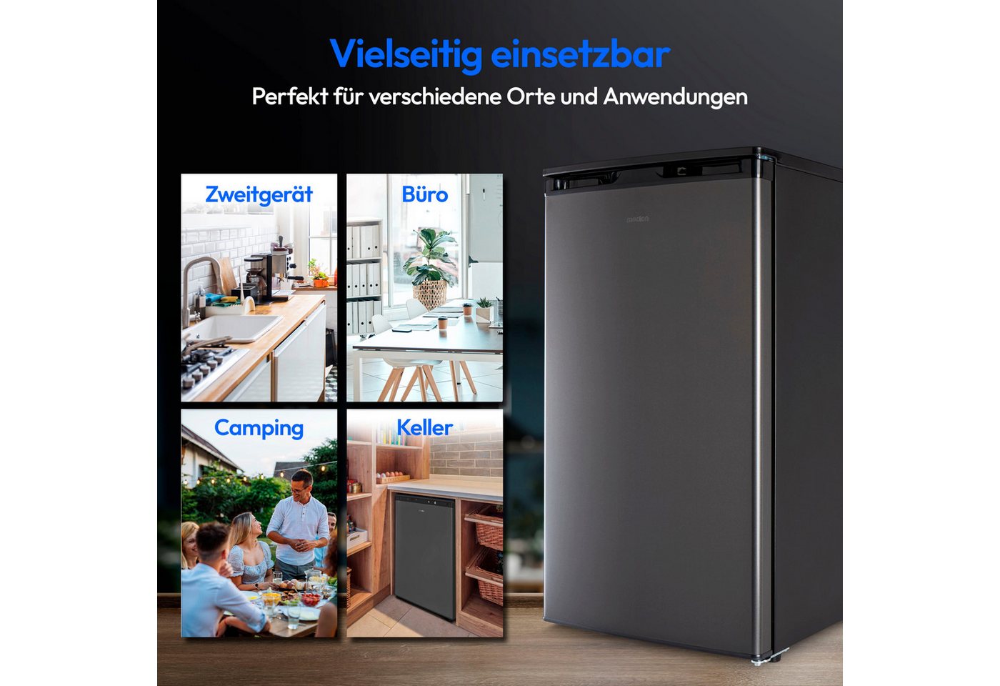 Medion® Gefrierschrank MD37688, 84 cm hoch, 48 cm breit, 64 Liter, 3 transparente Schubladen, Türanschlag wechselbar – Bild 4 von 5