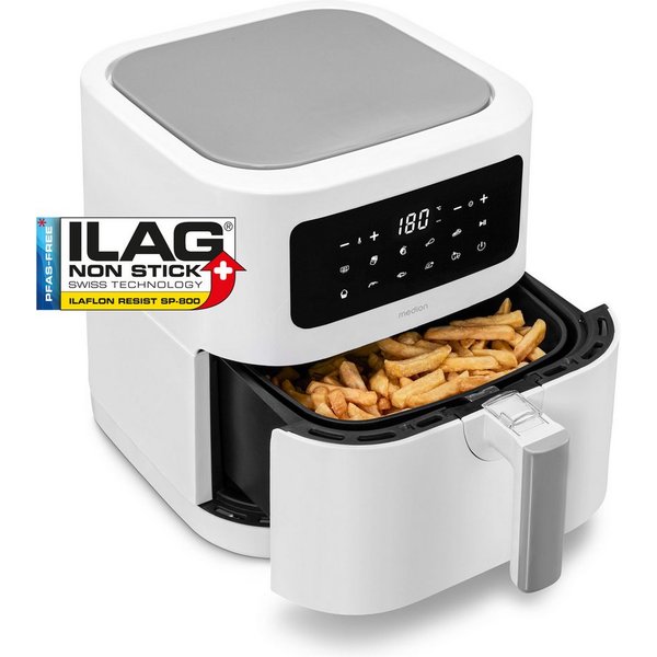 Medion® Heißluftfritteuse MD11740 E40 XL, 2000 W, digitales Bedienfeld, 9 Automatikprogramme
