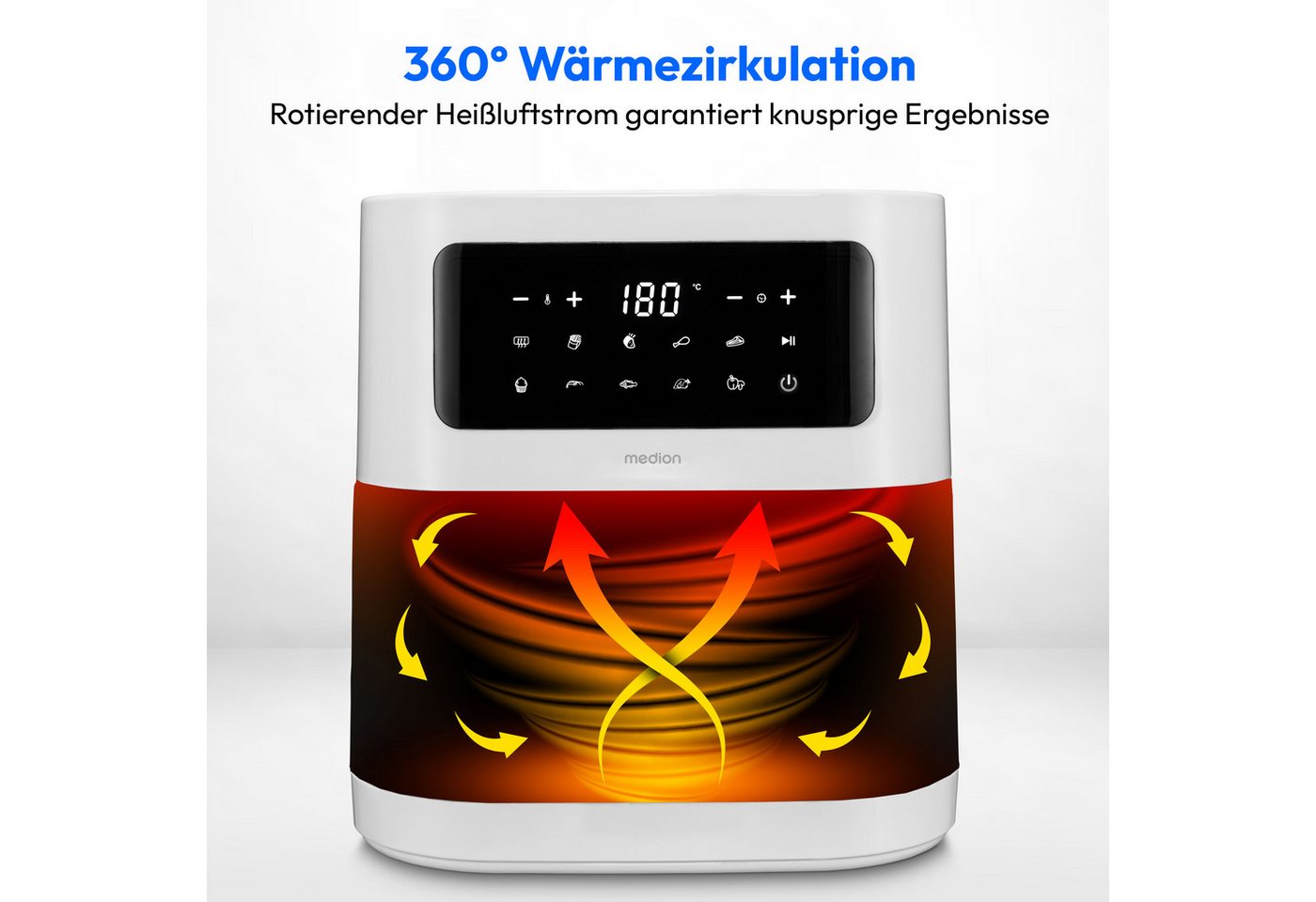 Medion® Heißluftfritteuse MD11740 E40 XL, 2000 W, digitales Bedienfeld, 9 Automatikprogramme – Bild 5 von 5