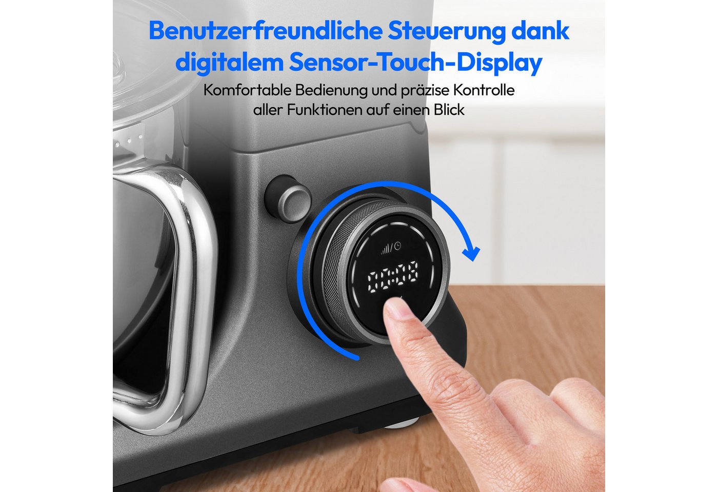Medion® Küchenmaschine MD 18430, 1200 W, 5 l Schüssel, Mit umfangreichem Zubehör-Set, Mixeraufsatz, Fleischwolf-Aufsatz – Bild 3 von 5