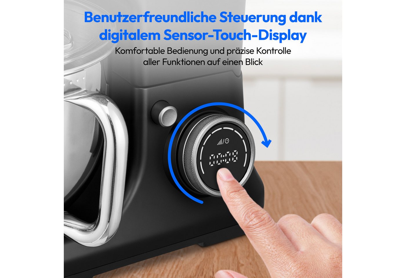 Medion® Küchenmaschine MD 18430, 1200 W, 5 l Schüssel, Mit umfangreichem Zubehör-Set, Mixeraufsatz, Fleischwolf-Aufsatz – Bild 3 von 5