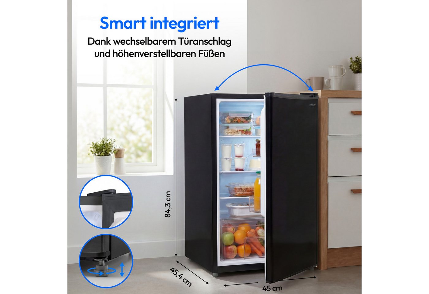 Medion® Kühlschrank MD370009, 84.5 cm hoch, 45 cm breit, LM76E – Bild 2 von 5