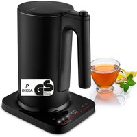MEDION LIFE Digitaler Wasserkocher MD12106 schwarz, 2.200 Watt Leistung, 1,5 Liter Kapazität, LED-Display, LED-leuchtbalken, automatische Programme, Kindersiche