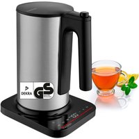 MEDION LIFE Digitaler Wasserkocher MD12106 silber, 2.200 Watt Leistung, 1,5 Liter Kapazität, LED-Display, LED-leuchtbalken, automatische Programme, Kindersicher
