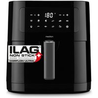 MEDION LIFE E40 XL Heißluftfritteuse MD 11740 schwarz, 100 Rezepte in der Life+ App, ölfreies Frittieren, 9 Automatikprogramme, 5,2 L Korbvolumen