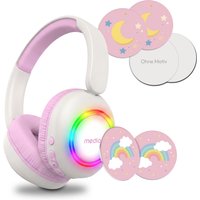MEDION LIFE HE-1 Kids Bluetooth Kinderkopfhörer, 3-stufiger Gehörschutz, bis zu 85 Std. Akkulaufzeit, MP3-Player, Bluetooth 5.4, AUX & microSD, LED-Lichtring, a