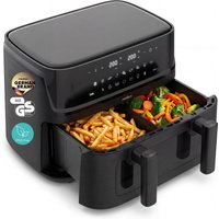 MEDION LIFE® P25 XXL Flex M Heißluftfritteuse MD100057 schwarz, 100 Rezepte in der Life+ App, 2 separate Garzonen, 10 Automatikprogramme, 10,8 L Gesamt-Nutzinha
