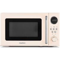 MEDION LIFE® Retro-Mikrowelle MD 15000, 800 W Leistung, 20 L kompakt, 5 Mikrowellenstufen, Auftaufunktion, Timerfunktion, stilvolles Retro-Design