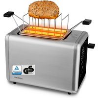 MEDION LIFE Toaster MD12102 silber, 2 Toastschlitze für zwei Toastscheiben, LED Sensor-Touch-Display für präzise Steuerung, 7 Bräunungsstufen und 5 Automatikpro