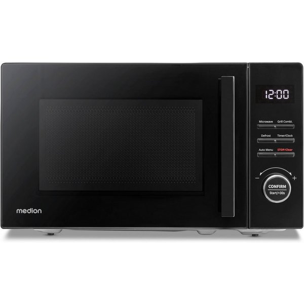 Medion® Mikrowelle MD12021, Mikrowelle, Grill, 20 l, 20 Liter, 800 Watt, 1000 Watt Grill, 9 Automatik-Programme, schwarz