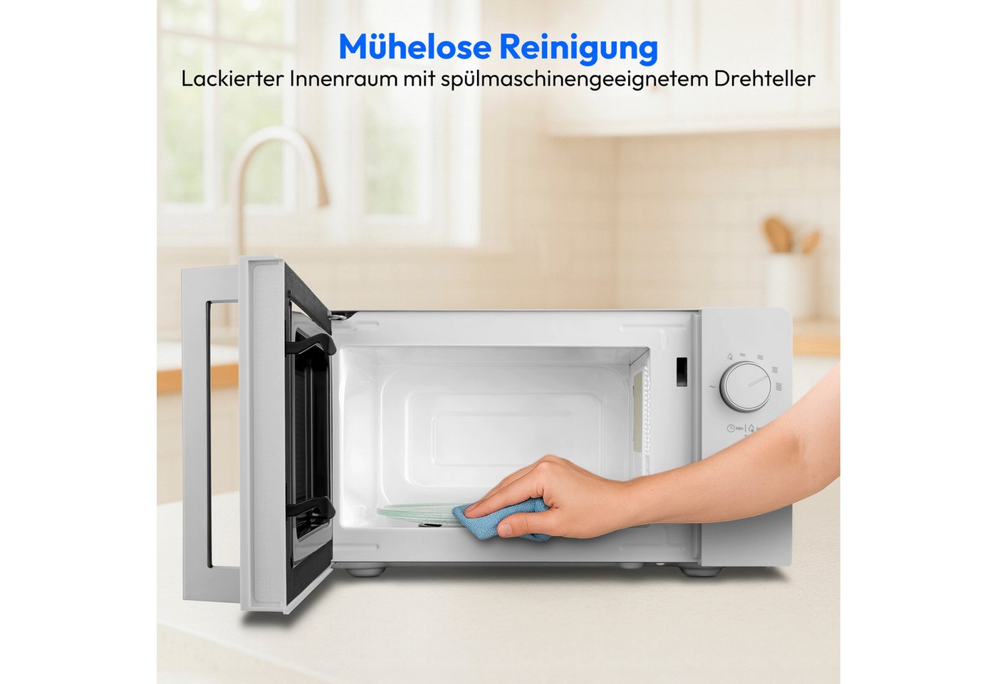 Medion® Mikrowelle MD12211, Netzkabel, 17 l, 5 Mikrowellenstufen, Auftaufunktion, Timerfunktion, kompakt – Bild 4 von 5