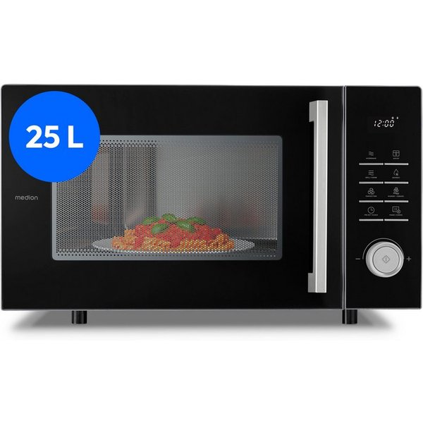 Medion® Mikrowelle MD12231, Netzkabel, 25 l, 3- in 1,Auftau-Funktion,Aufwärmfunktion,mit Grill,mit Heißluft