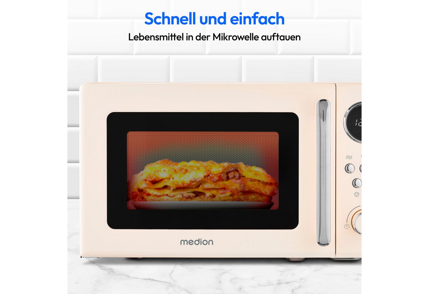 Medion® Mikrowelle MD15000, Mikrowelle, 20 l, 8 Automatikprogramme, Auftaufunktion, kompakt, MD15000 – Bild 3 von 5