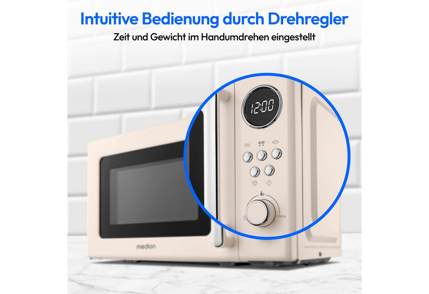 Medion® Mikrowelle MD15000, Mikrowelle, 20 l, 8 Automatikprogramme, Auftaufunktion, kompakt, MD15000 – Bild 5 von 5