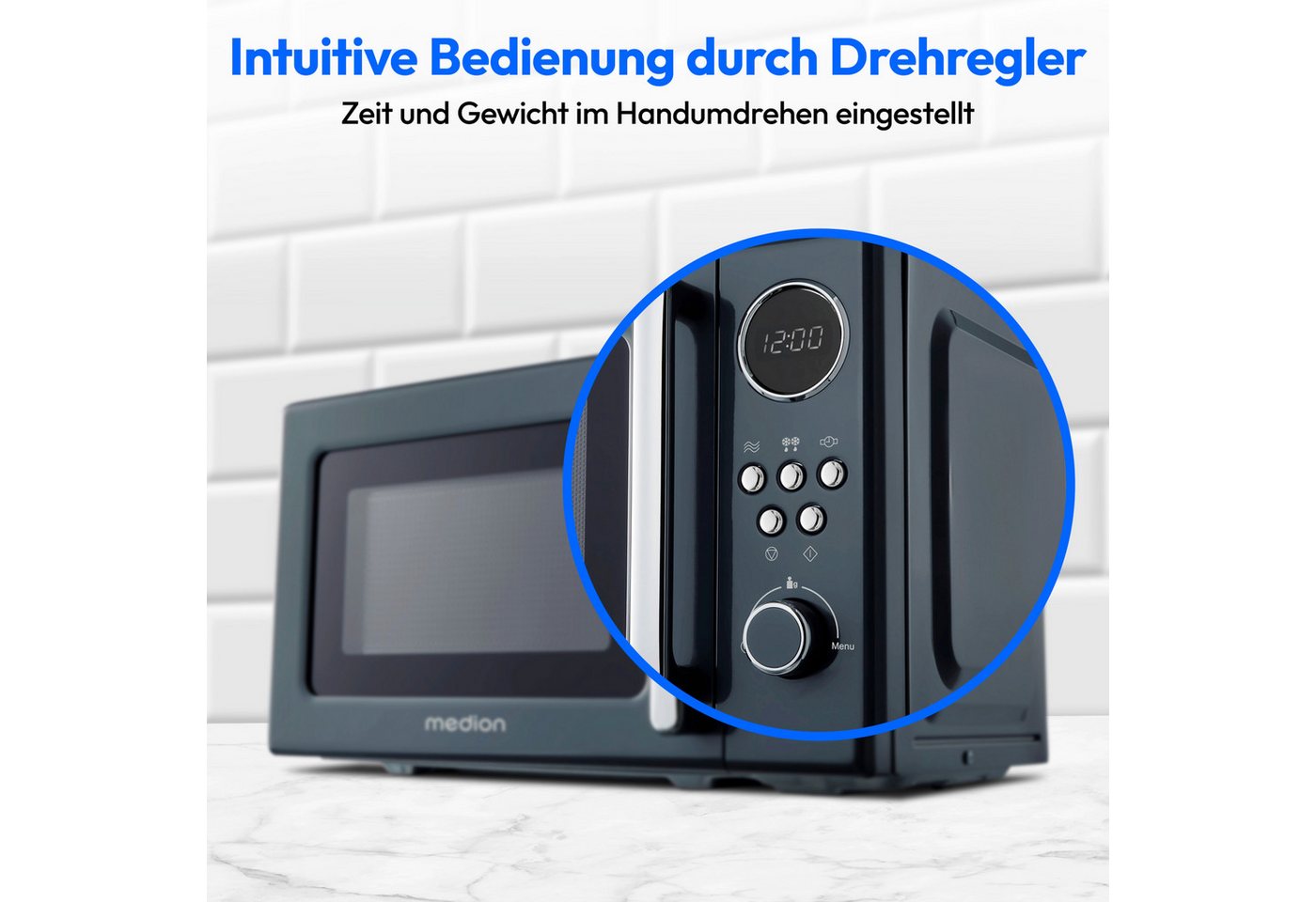 Medion® Mikrowelle MD15000, Netzkabel, 20 l, 8 Automatikprogramme, Auftaufunktion,Timerfunktion – Bild 5 von 5