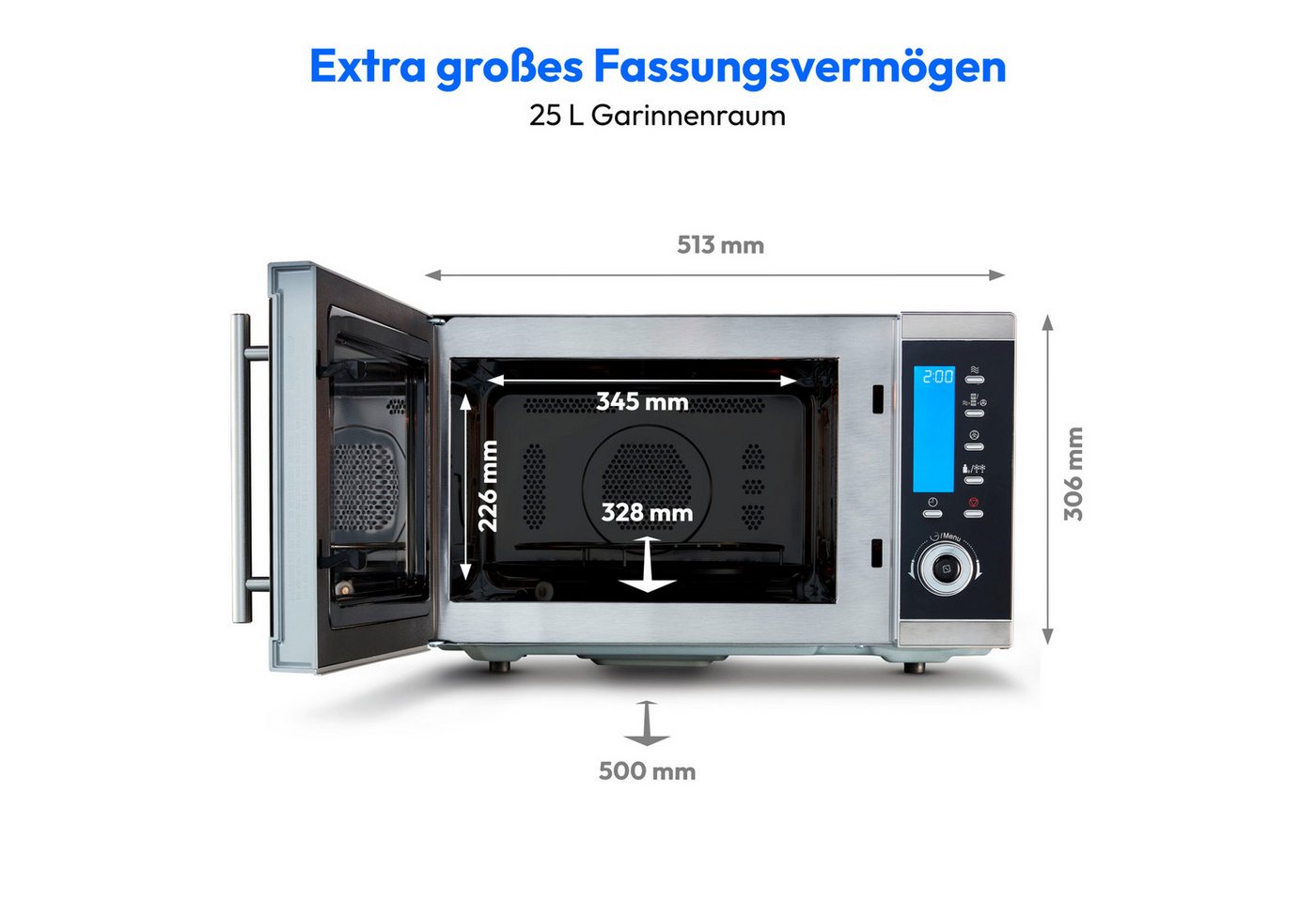 Medion® Mikrowelle MD15501, Netzkabel, 25 l, 900 Watt, 1100 Watt Grill, 2500 Watt Heißluft, 10 Automatik-Programme – Bild 2 von 5