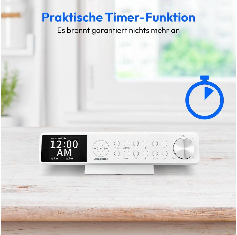 Medion® Radio (AM/FM, MW/UKW, DAB+, 3 W, DAB+ Küchenradio, PLL UKW Radio, dimmbares TFT Farbdisplay, Bluetooth) – Bild 5 von 5