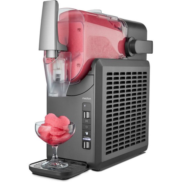 Medion® Slush-Eismaschine MD12090, Kompressorkühlung, 2,6 l, 200 W, 5 Programme, 30–60 Minuten Zubereitungszeit, Selbstreinigungsfunktion