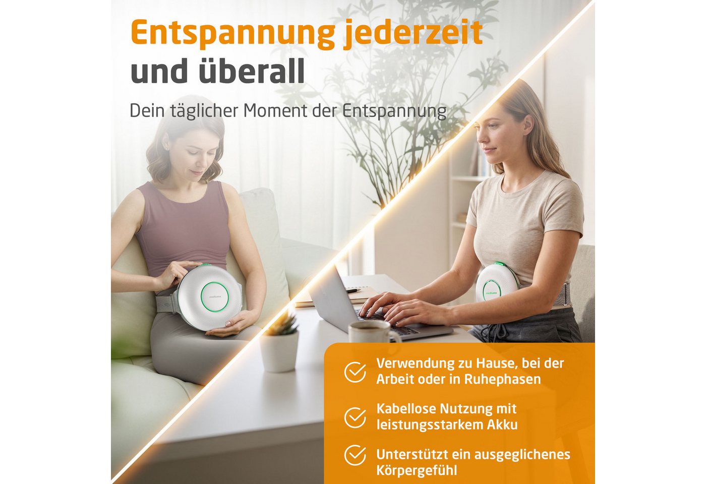 medisana Massagegerät BM 100, Bauchmassage, 3 Programme, Bindegewebe, Haut, Darmfunktion, mit Wärme – Bild 4 von 5