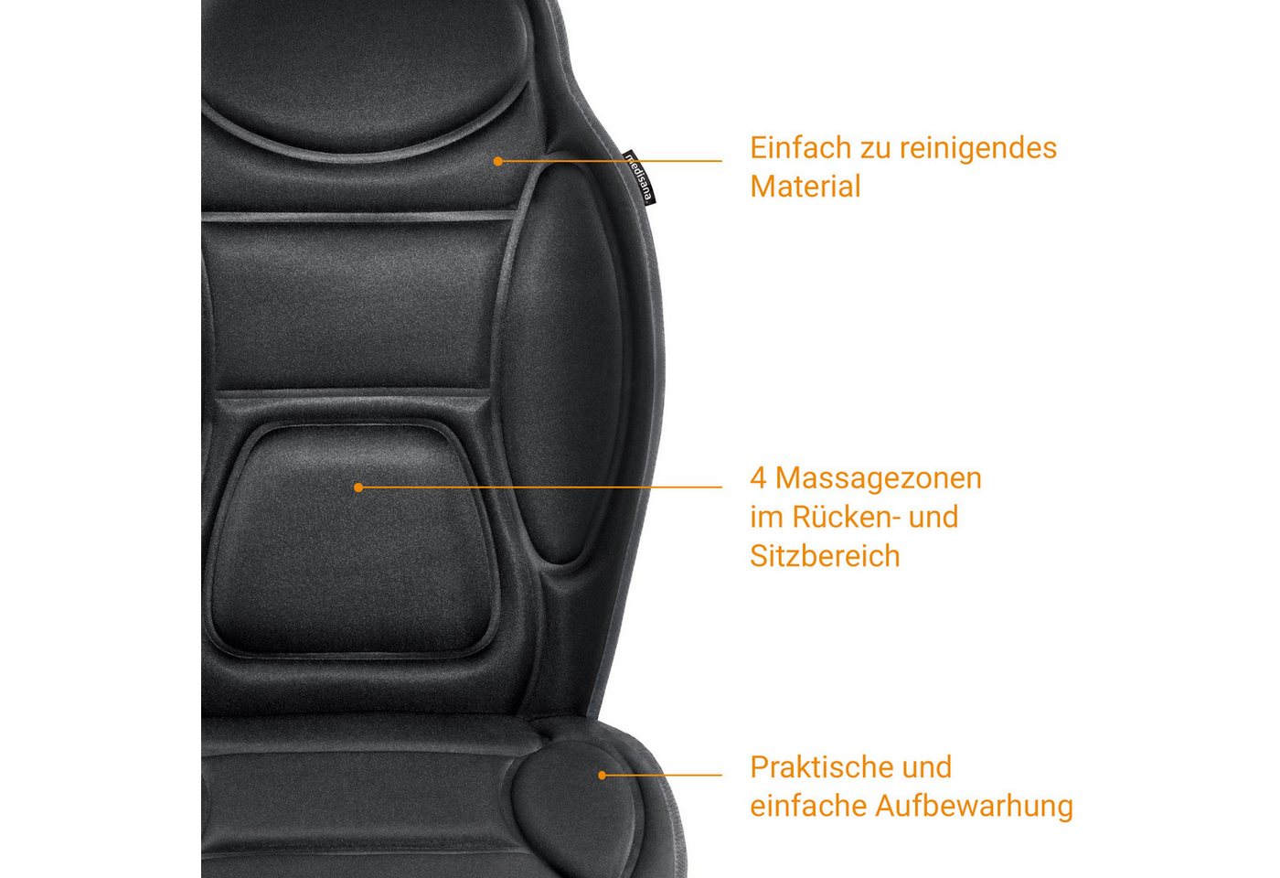 medisana Massagesitzauflage MCH, 4 Massagezonen, 3 Intensitäten, 5 Programme, zuschaltbare Wärme – Bild 4 von 5