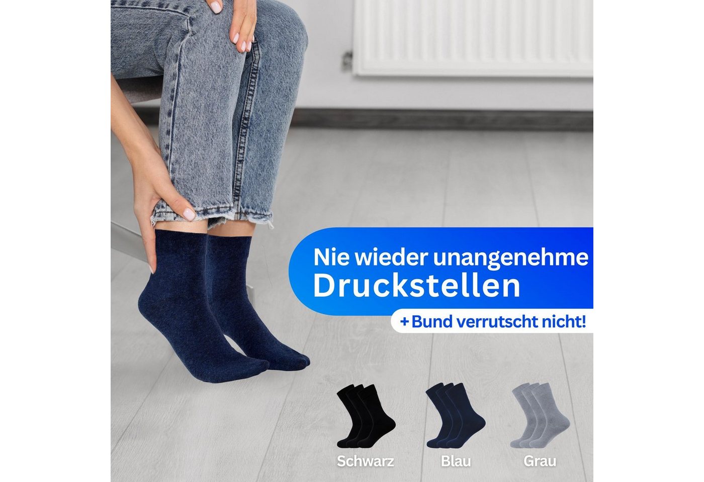 MEDOLY Diabetikersocken mit 97% Baumwolle, ohne Bund (6 Paar) ohne störende Naht – Bild 3 von 5