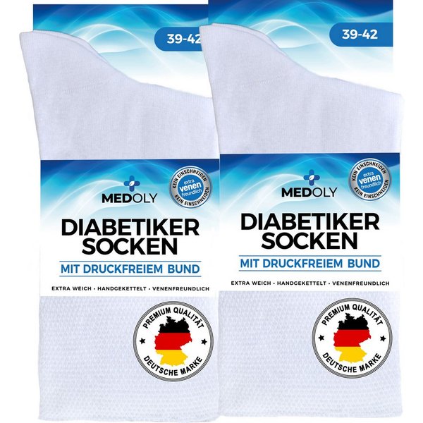 MEDOLY Diabetikersocken mit 97% Baumwolle, ohne Bund (6 Paar) ohne störende Naht